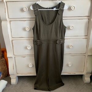 VENUS Olive Green Belted Sleeveless Dress